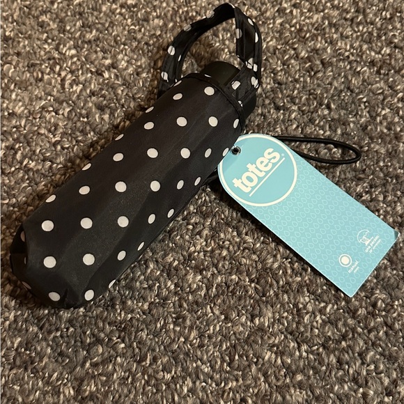 Totes Black and White Polka Dot Mini Umbrella - Picture 1 of 3